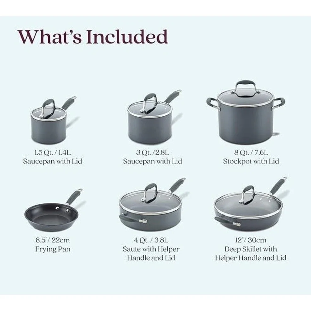 Anolon 84631 Advanced Home 11-Piece Cookware Set - Moonstone